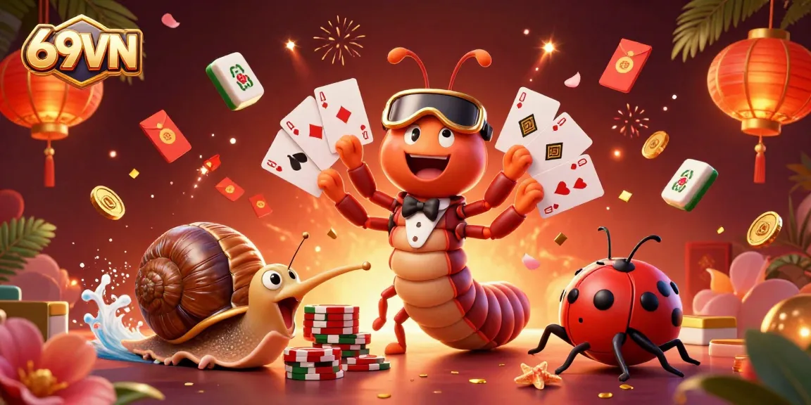 Experience thrilling gameplay at 69VN with vibrant characters and festive decorations in an immersive casino scene.