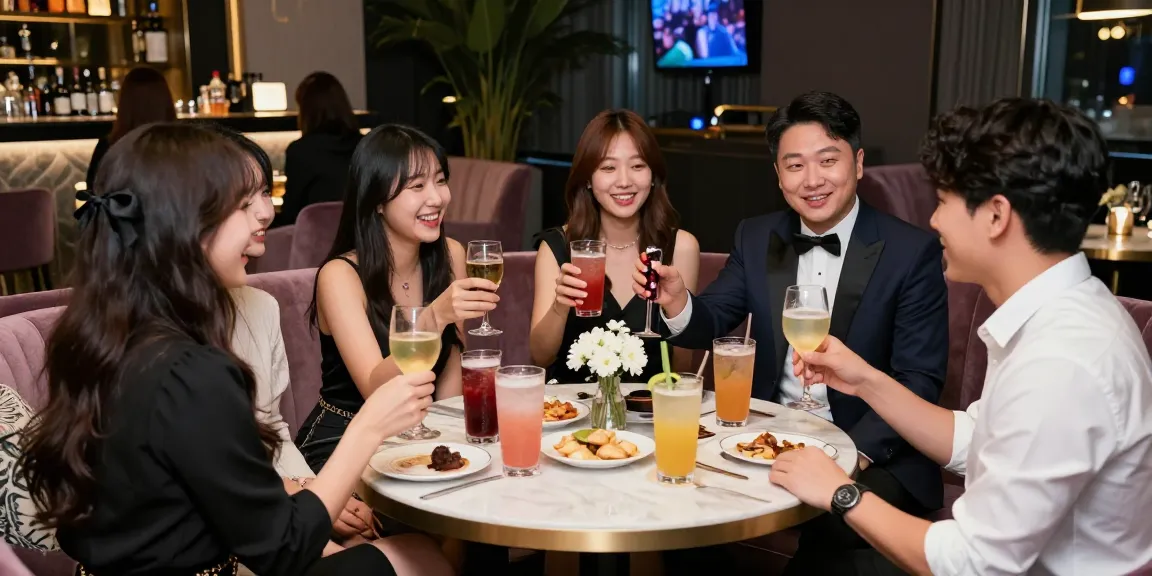 강남구구단 쩜오에서 친구들과 축하하는 사교적인 분위기