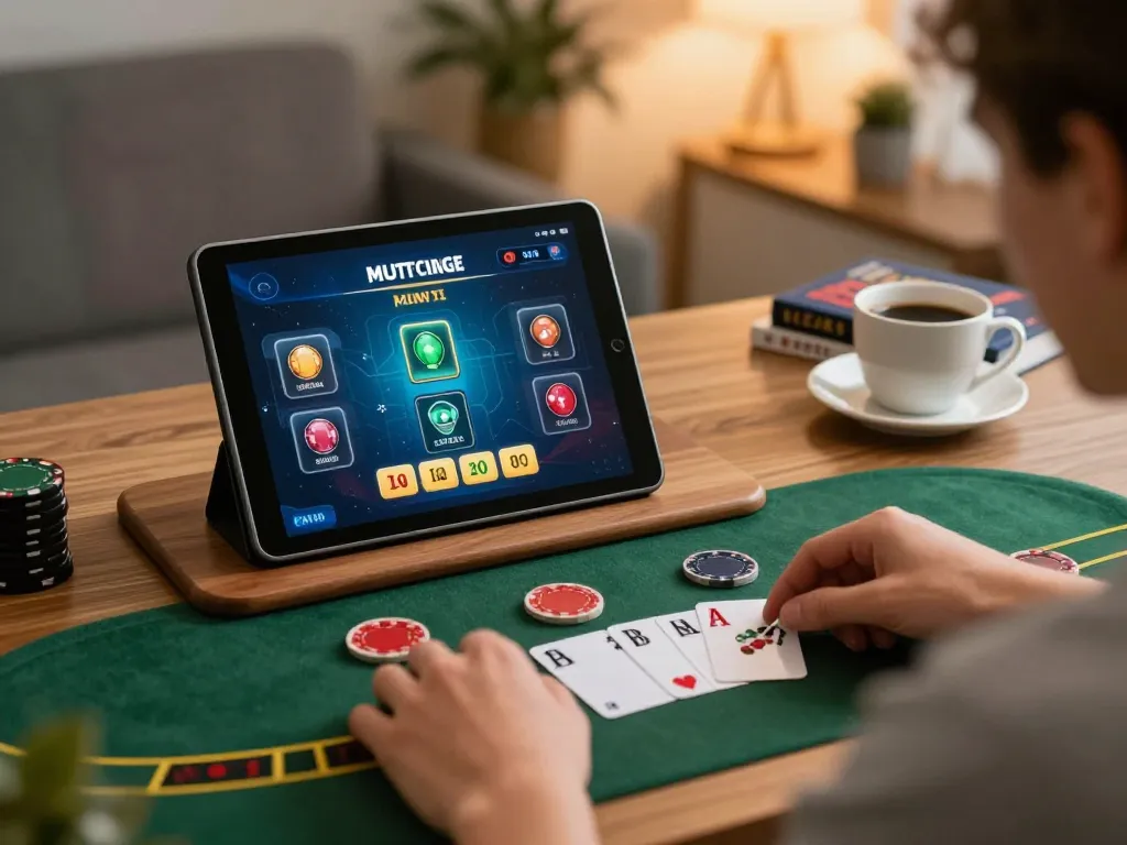 Engaging in strategic online gaming while enjoying the lc88 life in a cozy home office.