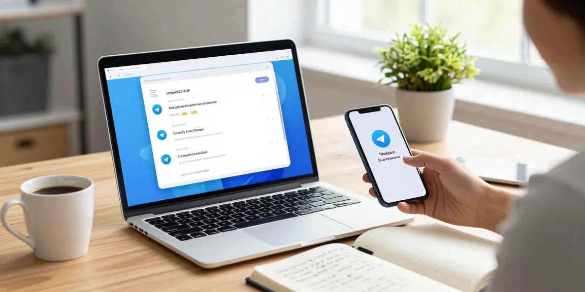 Setting Telegram Chinese language preferences in a tech workspace with interactive devices.