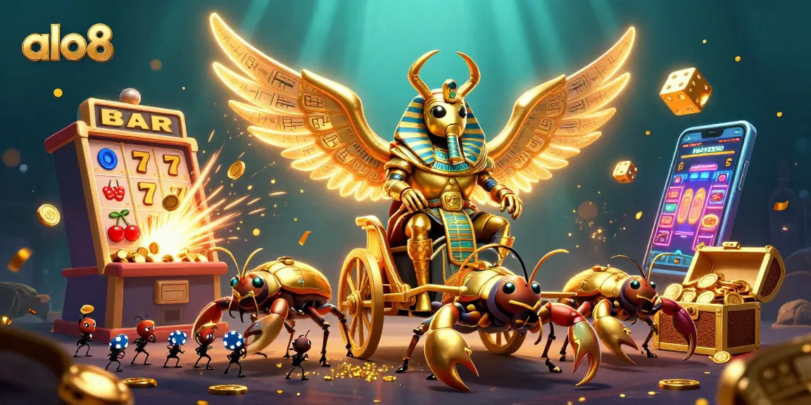 Experience the excitement of alo8 with a dazzling casino scene full of slot machines and poker action.