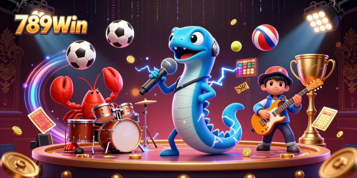 Experience excitement at 789Win with a vibrant underwater casino scene featuring a DJ eel, lobsters, and sports elements.