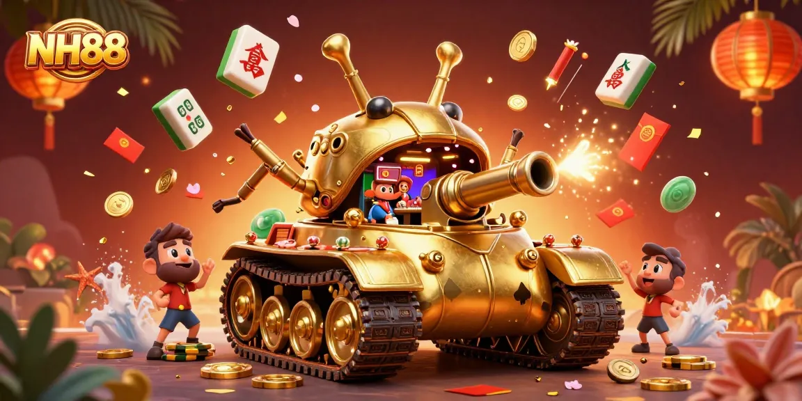 Experience the thrill of NH88's gaming adventure inside a golden beetle tank casino.