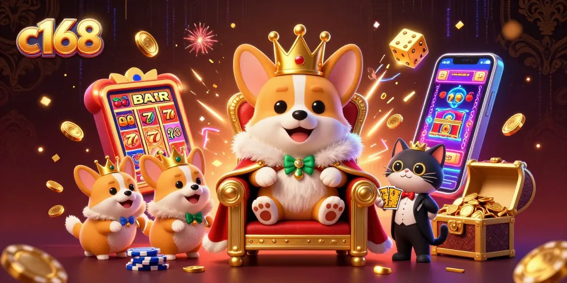 Win big with c168 in this vibrant casino scene full of festive elements.